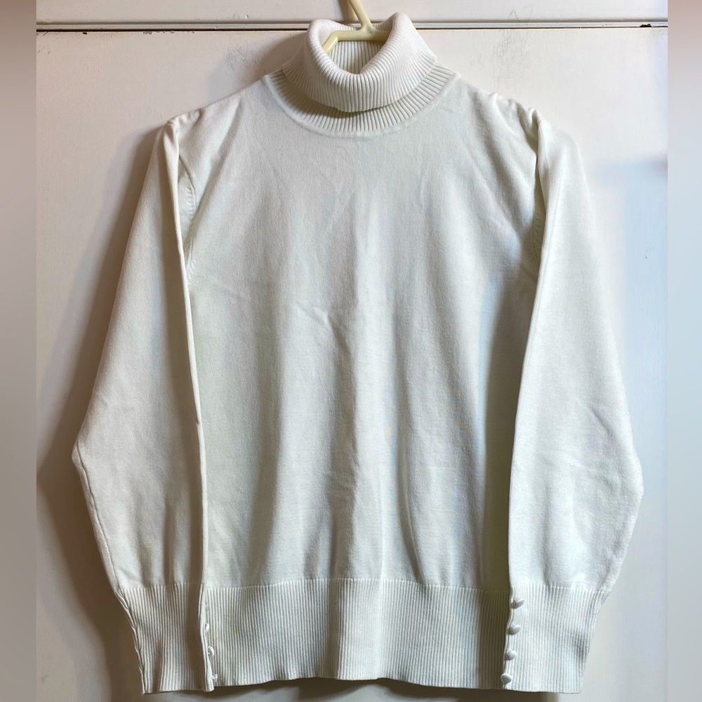 Spence Womens top white Rayon Blend High Neck Pullover Long Sleeve Size XL